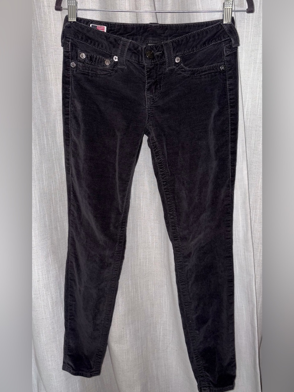 True Religion Women's gray/Black velvet Skinny Jeans